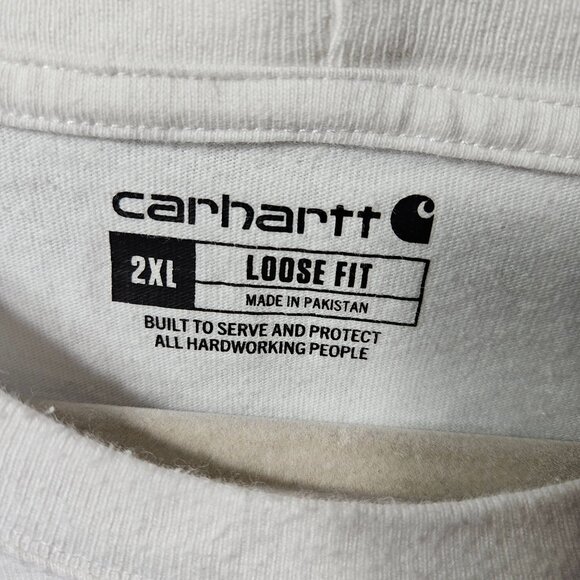 Carhartt Mens Loose Fit 2XL White Pocket T-Shirt Durable Cotton Comfort Workwear - Picture 4 of 5